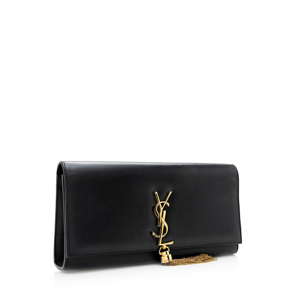 Saint Laurent Calfskin Cassandra Tassel Clutch (SHF-18666)