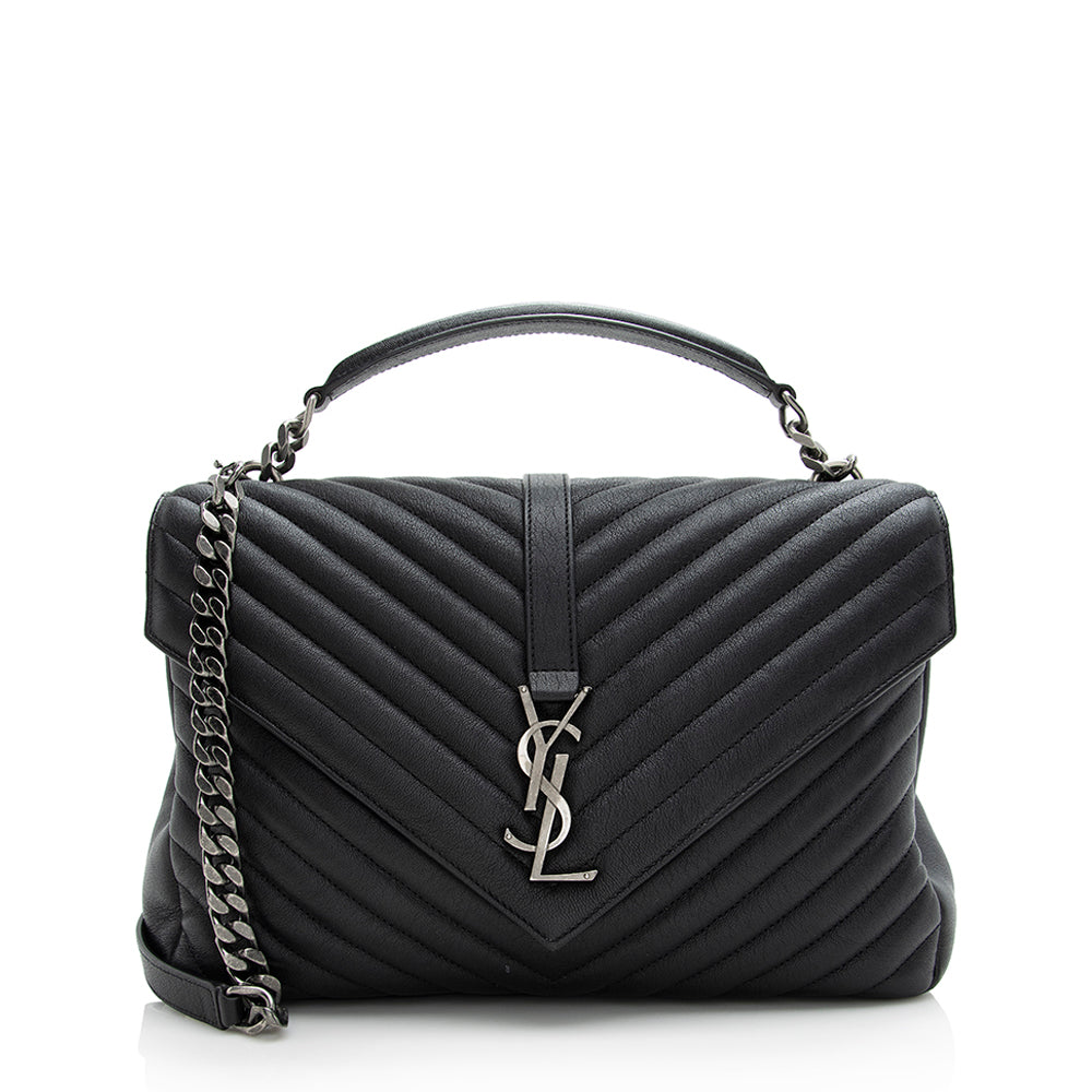 Saint Laurent Matelasse Calfskin Classic Monogram College Large Shoulder Bag (SHF-21810)
