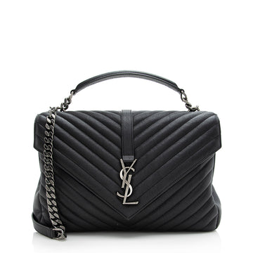 Saint Laurent Matelasse Calfskin Classic Monogram College Large Shoulder Bag (SHF-21810)