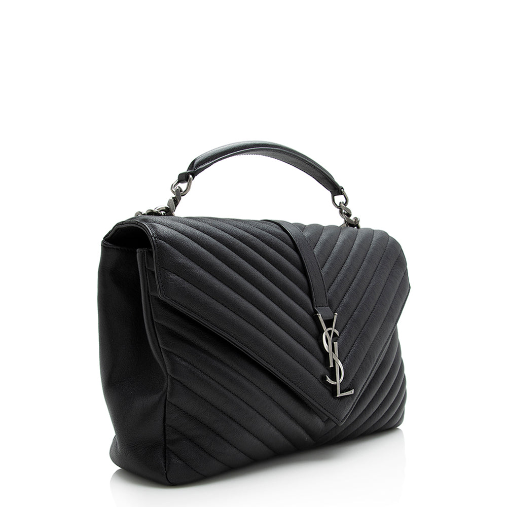 Saint Laurent Matelasse Calfskin Classic Monogram College Large Shoulder Bag (SHF-21810)