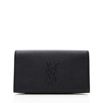 Saint Laurent Calfskin Monogram Belle de Jour Large Clutch (SHF-19132)