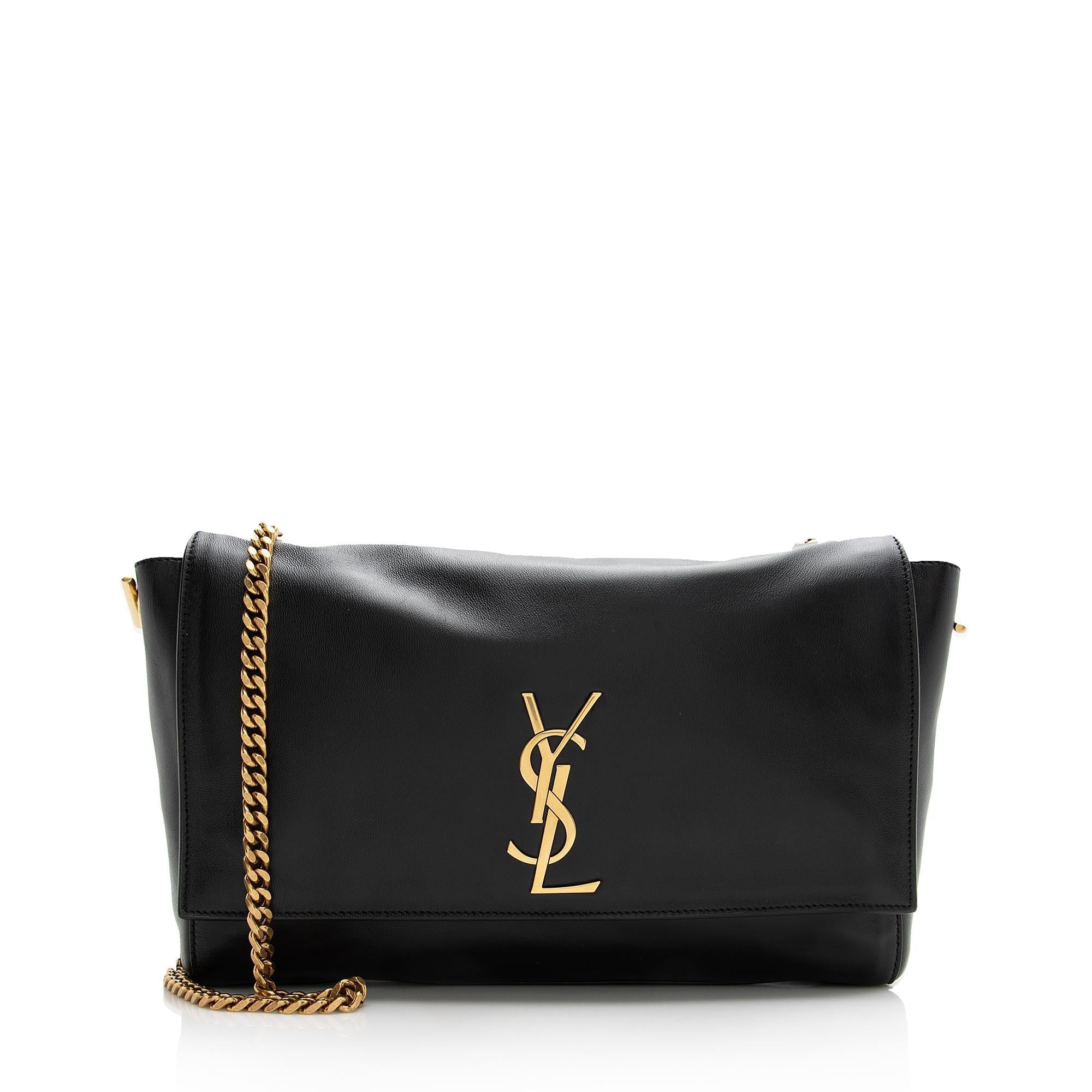 Saint Laurent Calfskin Suede Monogram Kate Reversible Chain Medium Shoulder Bag (SHF-22497)