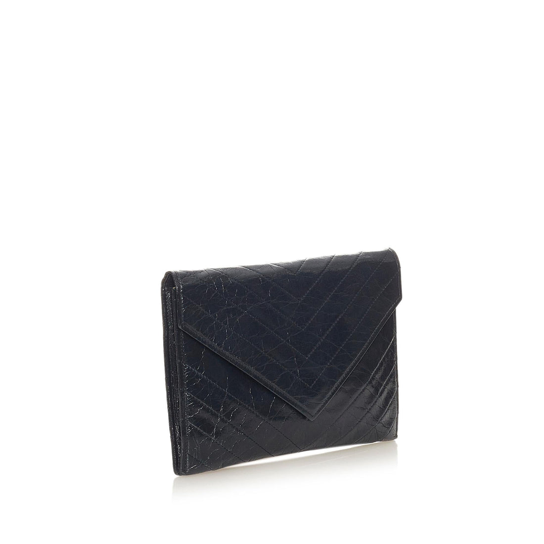 Saint Laurent Chevron Leather Clutch Bag (SHG-27231)