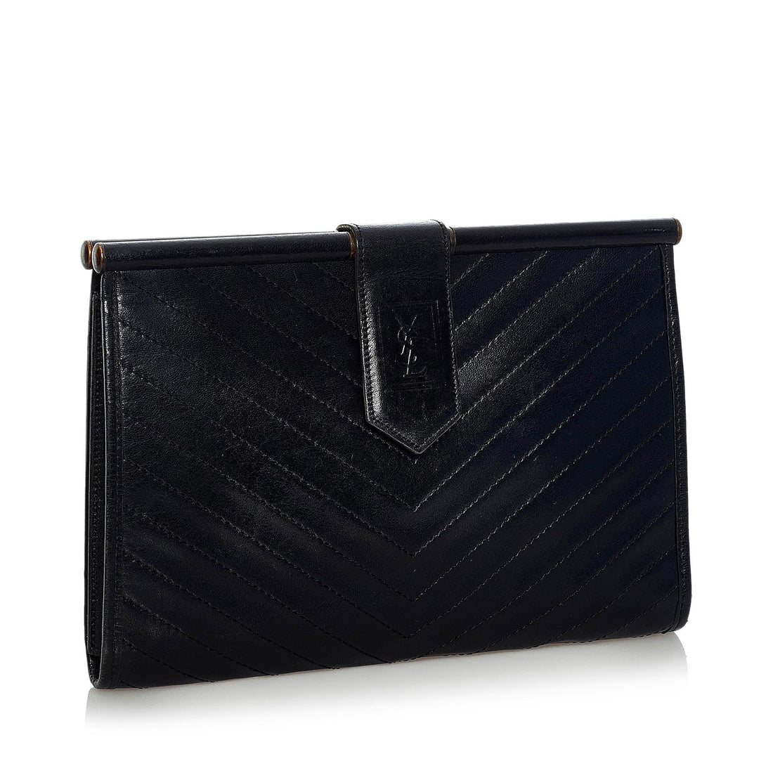 Saint Laurent Chevron Leather Clutch Bag (SHG-34249)