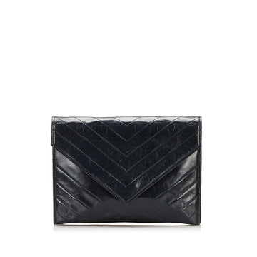 Saint Laurent Chevron Leather Clutch (SHG-35742)