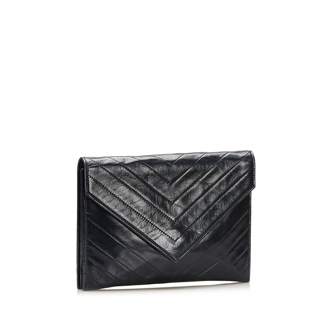Saint Laurent Chevron Leather Clutch (SHG-35742)