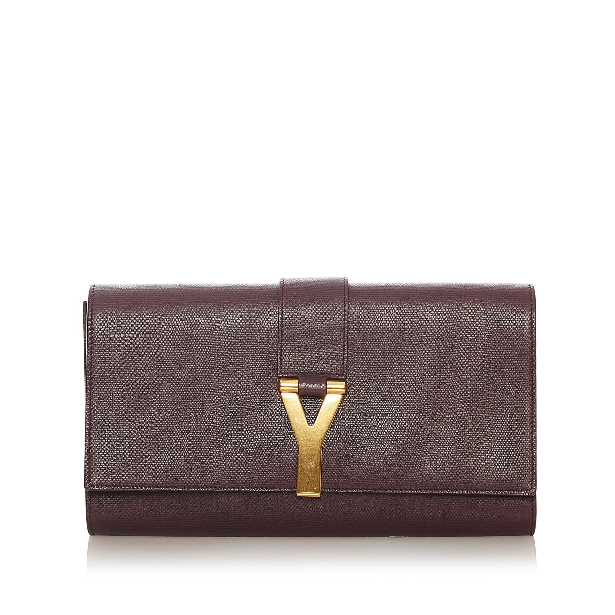 Saint Laurent Chyc Ligne Leather Clutch Bag (SHG-27874)