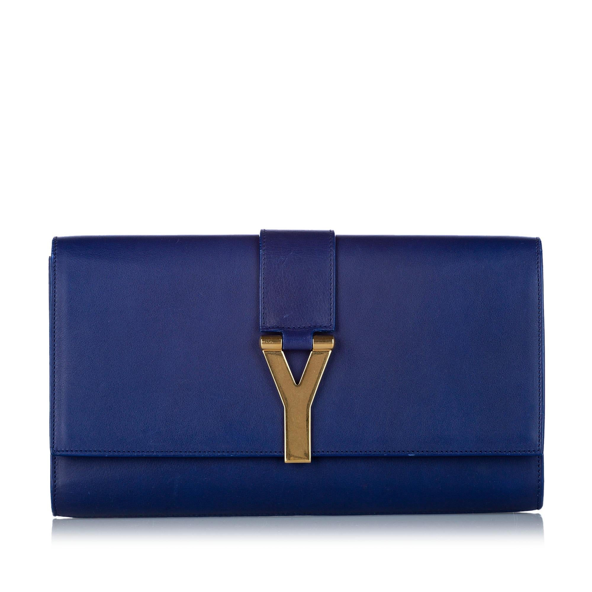 Saint Laurent Chyc Ligne Leather Clutch Bag (SHG-32468)