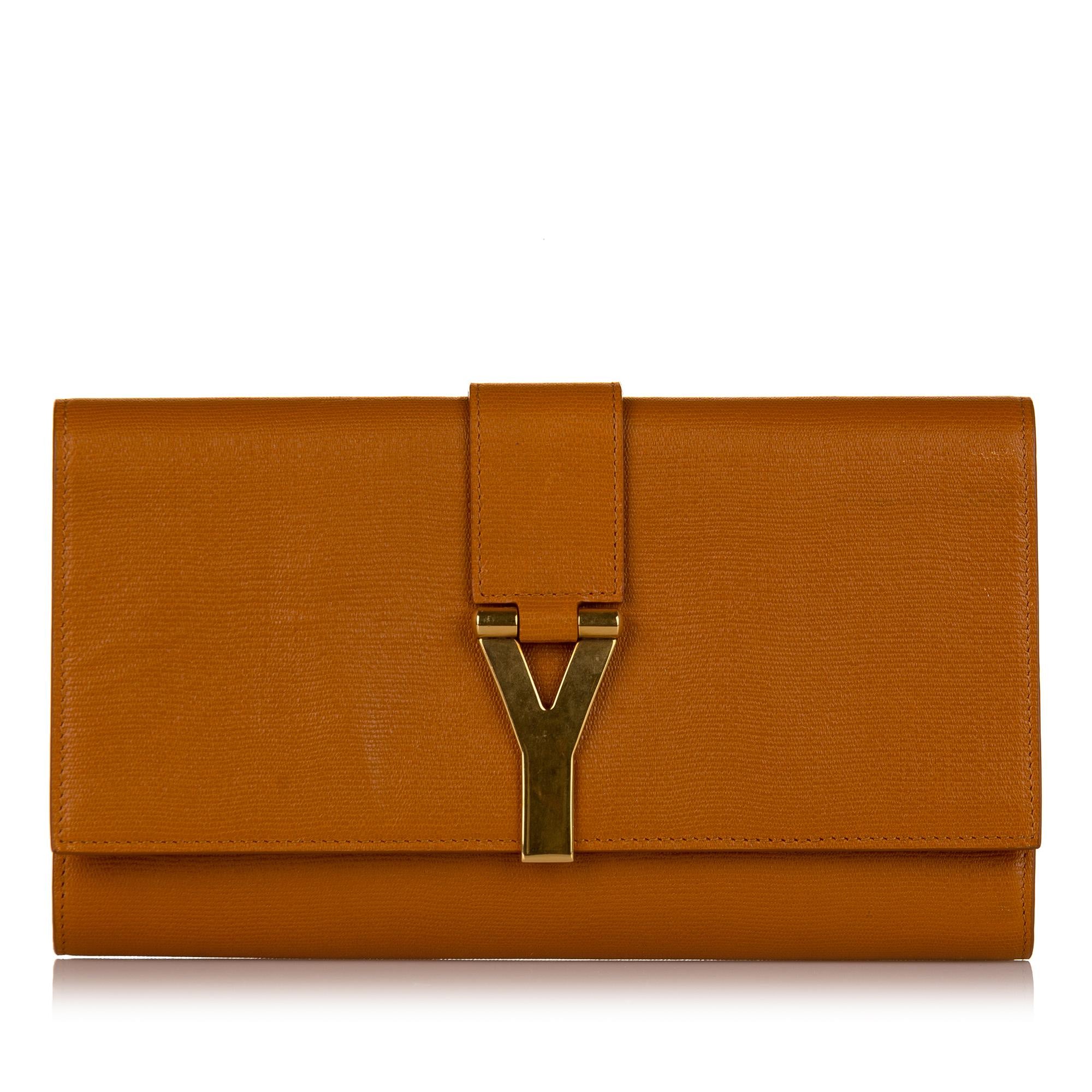Saint Laurent Chyc Ligne Leather Clutch Bag (SHG-33667)