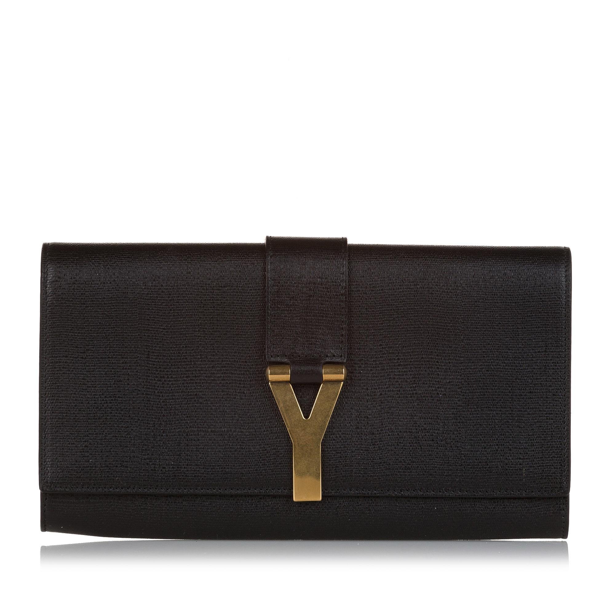 Saint Laurent Chyc Ligne Leather Clutch Bag (SHG-33674)