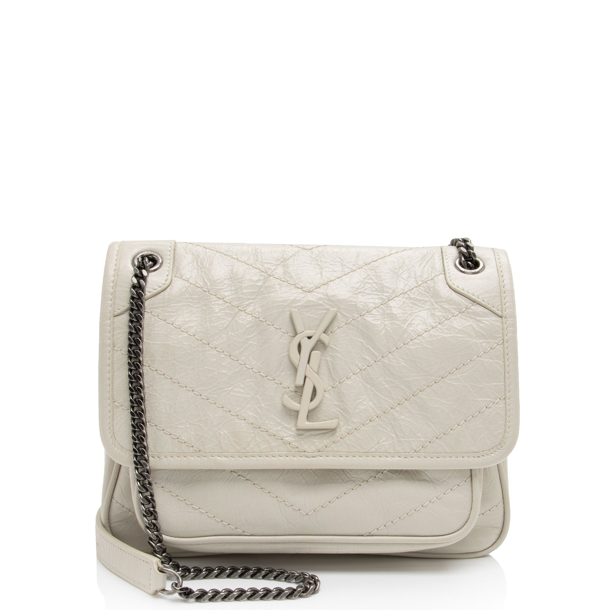 Saint Laurent Crinkled Calfskin Monogram Niki Baby Shoulder Bag (SHF-6jT1UC)