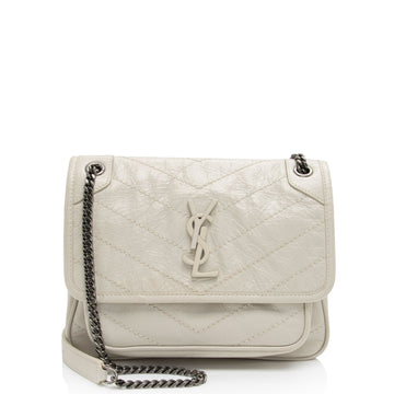 Saint Laurent Crinkled Calfskin Monogram Niki Baby Shoulder Bag (SHF-6jT1UC)