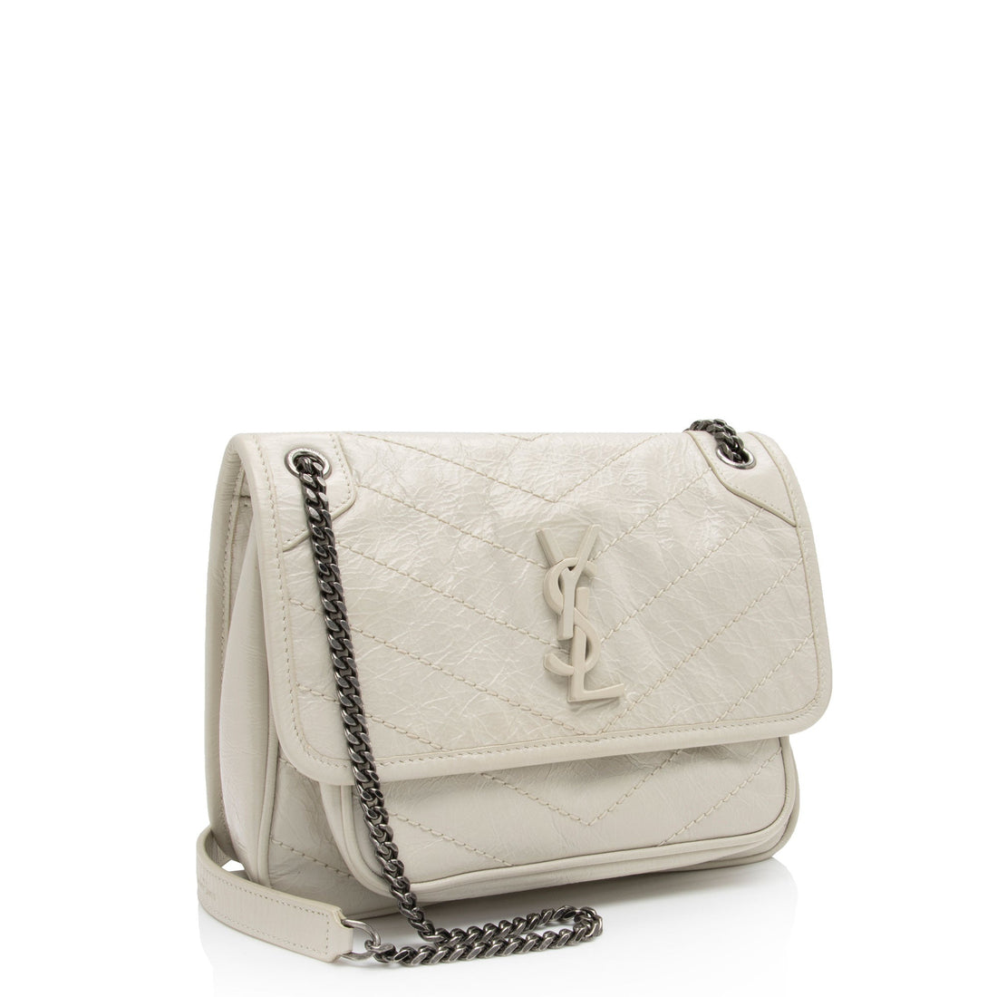 Saint Laurent Crinkled Calfskin Monogram Niki Baby Shoulder Bag (SHF-6jT1UC)