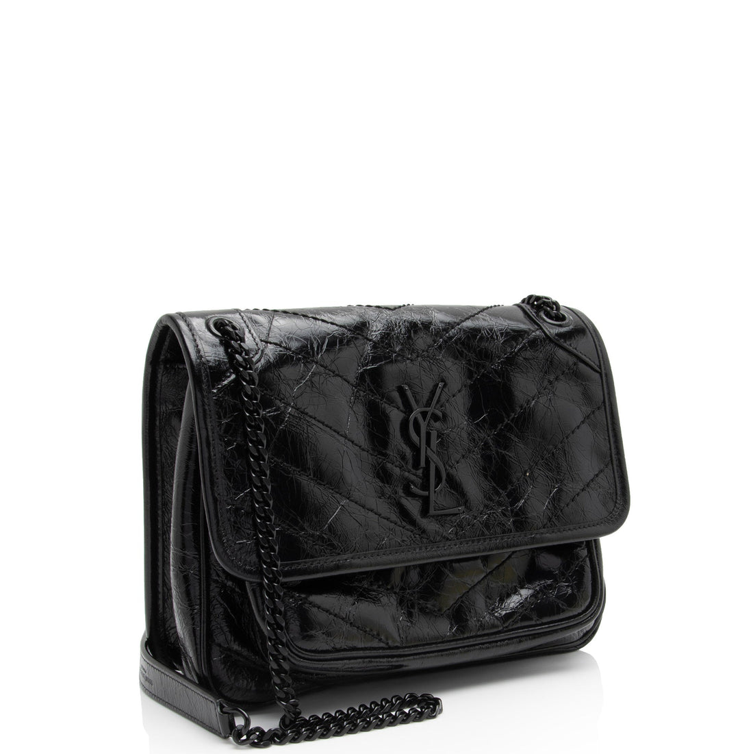 Saint Laurent Crinkled Calfskin Monogram Niki Baby Shoulder Bag (SHF-BRqPlH)