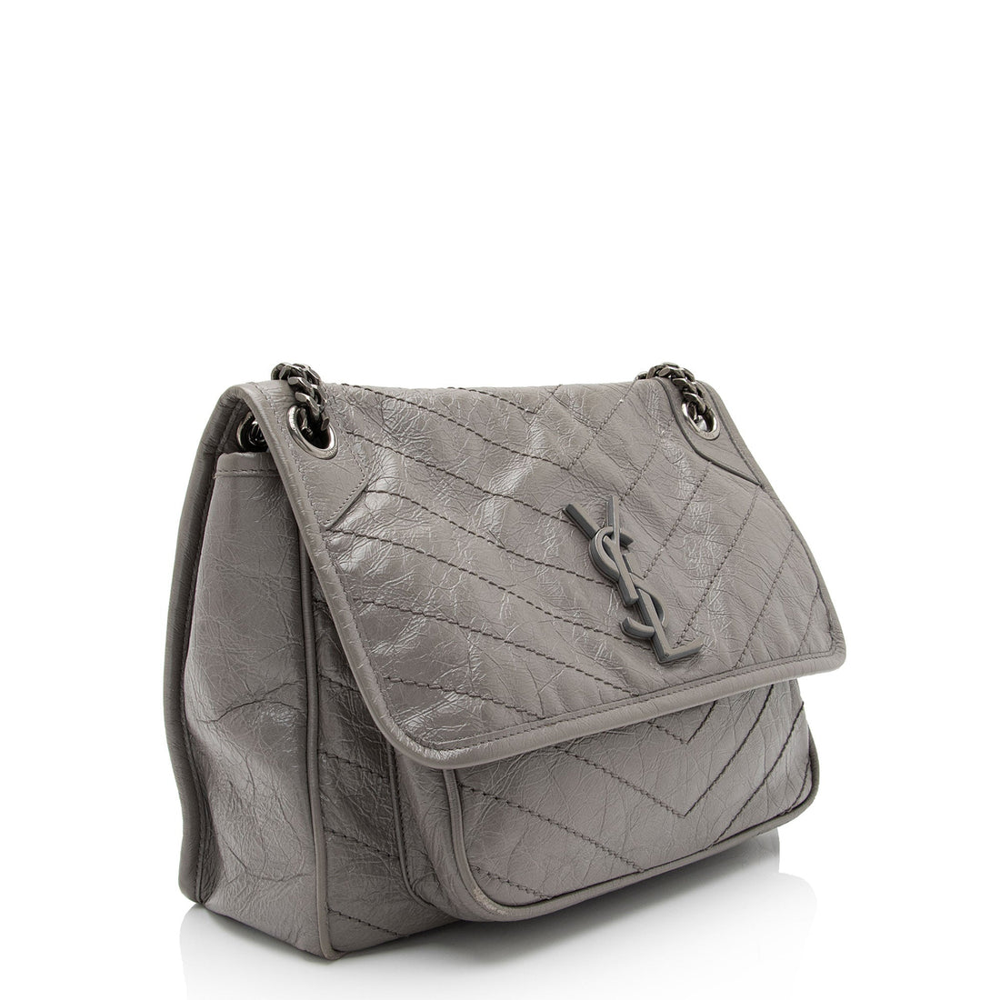 Saint Laurent Crinkled Calfskin Monogram Niki Medium Shoulder Bag (SHF-Ozz7lD)