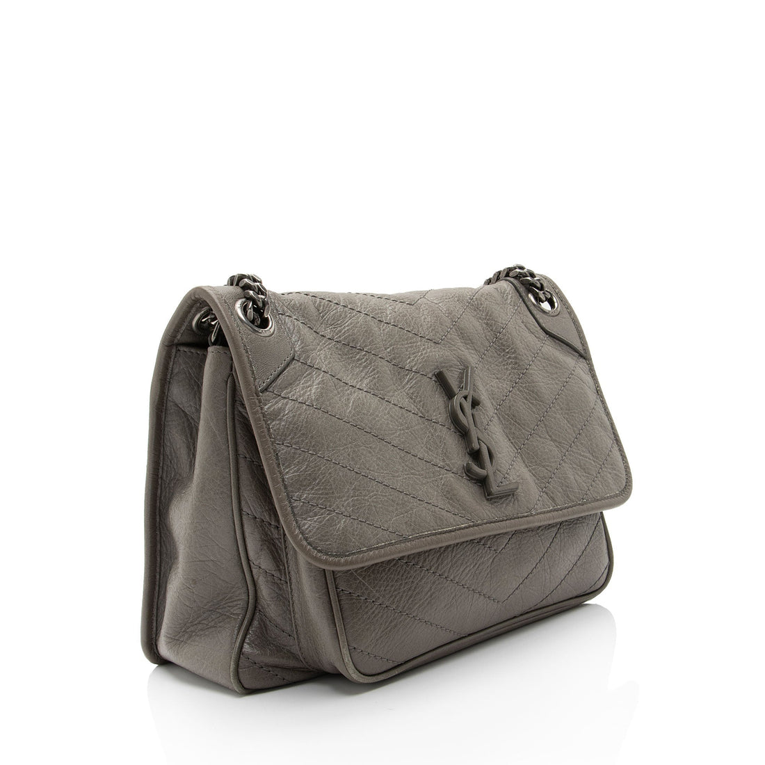 Saint Laurent Crinkled Calfskin Monogram Niki Medium Shoulder Bag (SHF-BbD05y)