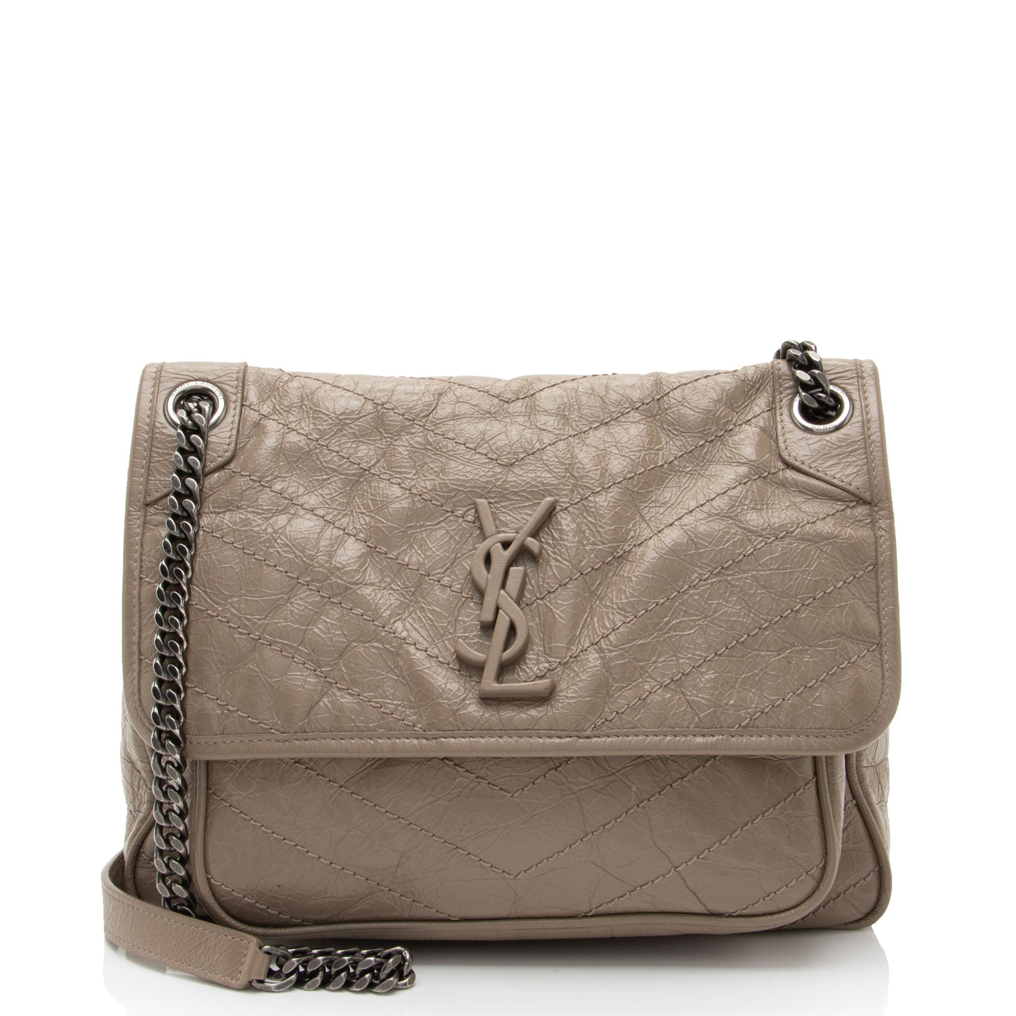 Saint Laurent Crinkled Calfskin Monogram Niki Medium Shoulder Bag (SHF-fffj6I)