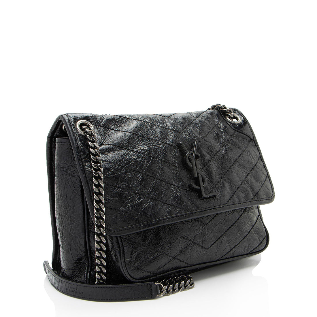 Saint Laurent Crinkled Calfskin Monogram Niki Medium Shoulder Bag (SHF-GOzKUg)