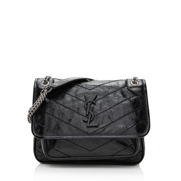 Saint Laurent Crinkled Calfskin Niki Baby Shoulder Bag (SHF-22402)