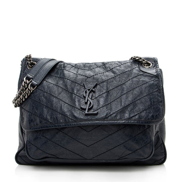 Saint Laurent Crinkled Calfskin Niki Large Shoulder Bag (SHF-14097)