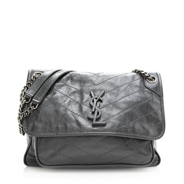 Saint Laurent Crinkled Calfskin Niki Medium Shoulder Bag (SHF-20293)