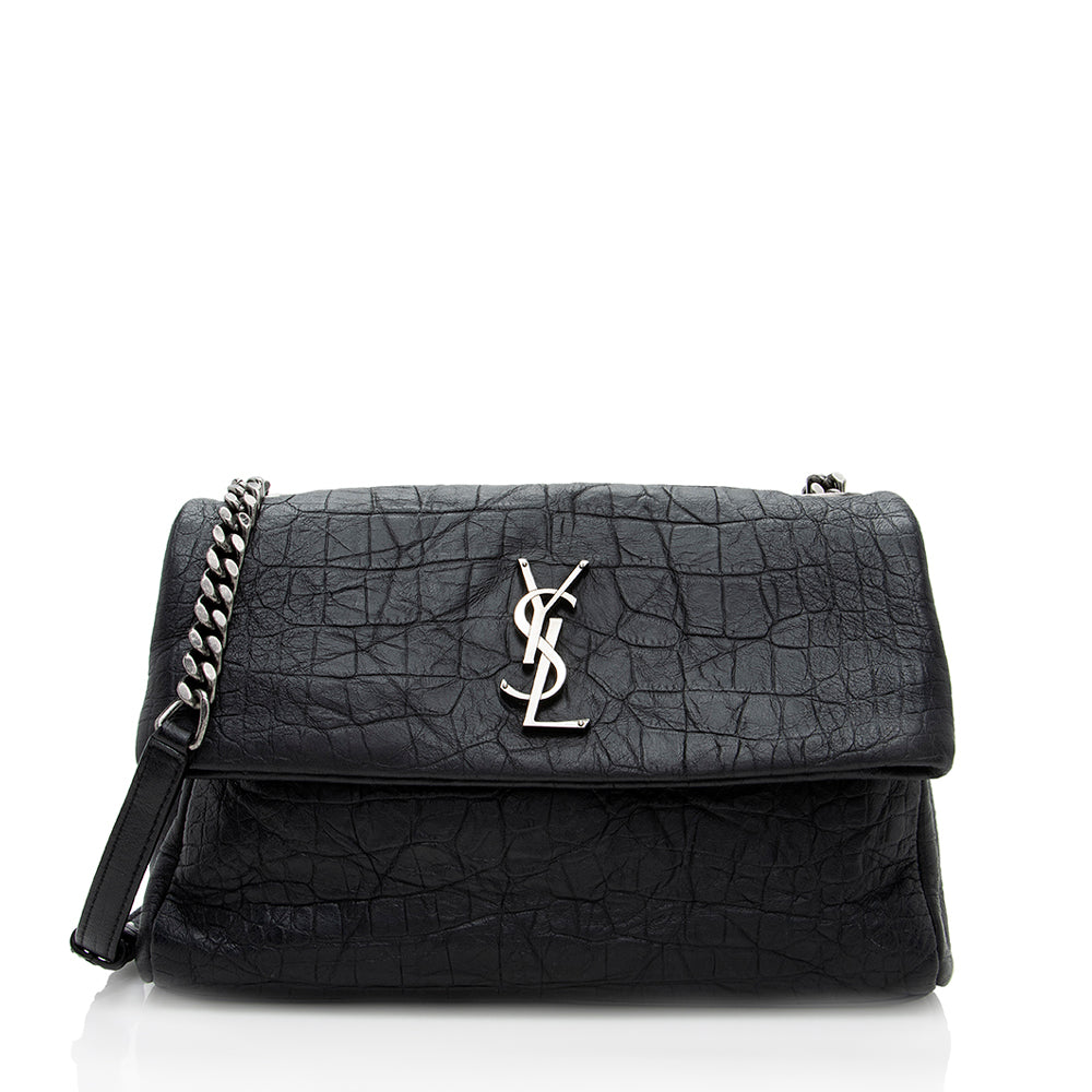 Saint Laurent Croc Embossed Calfskin West Hollywood Shoulder Bag (SHF-18311)