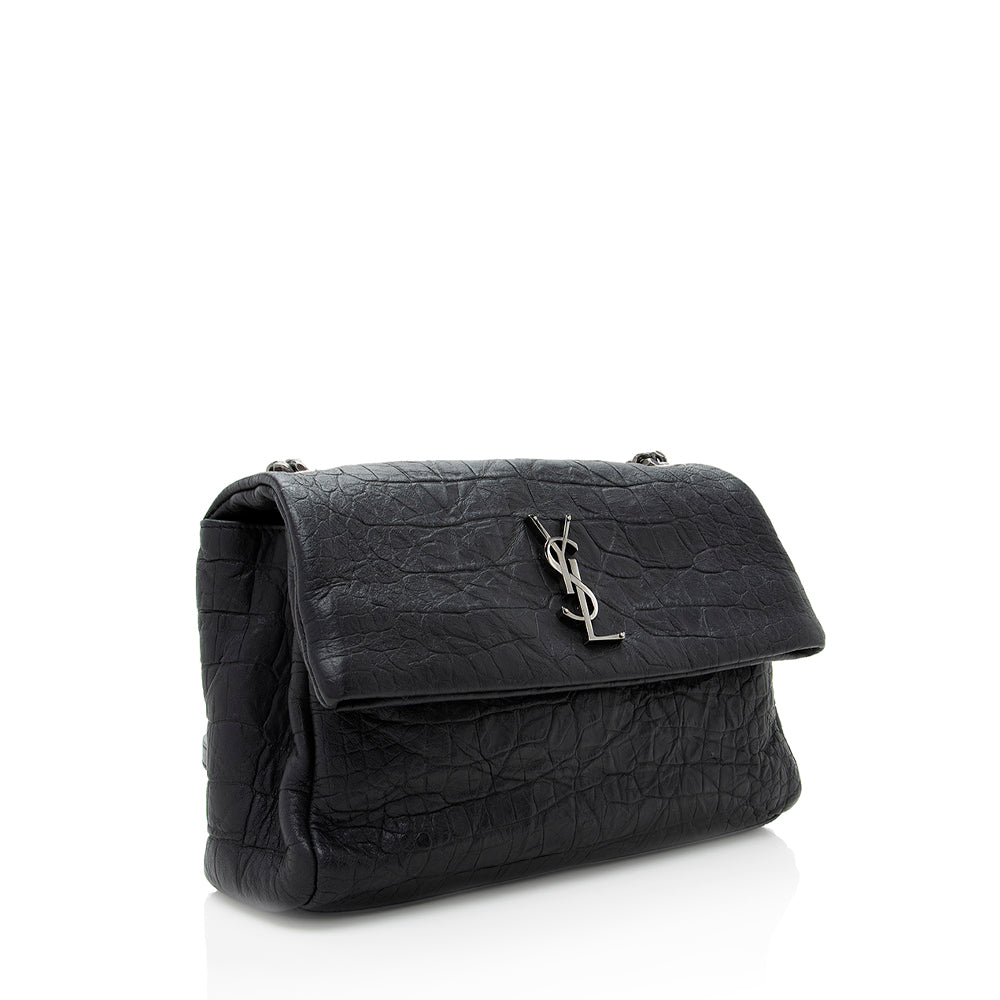 Saint Laurent Croc Embossed Calfskin West Hollywood Shoulder Bag (SHF-18311)