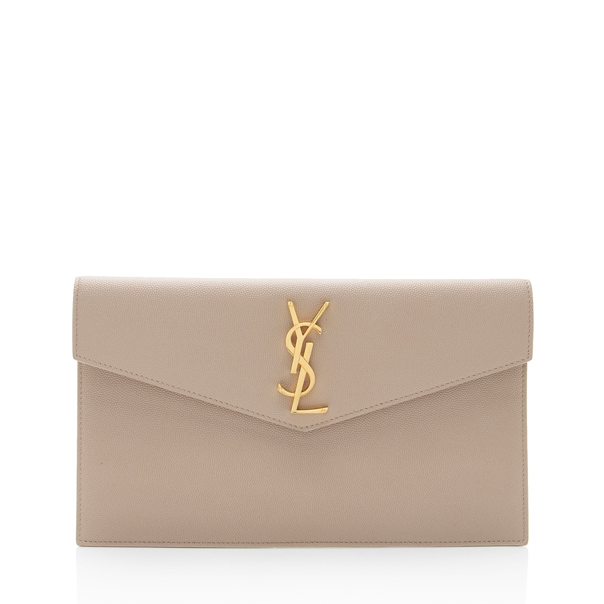Saint Laurent Grain de Poudre Monogram Uptown Envelope Clutch (SHF-jXfAtG)