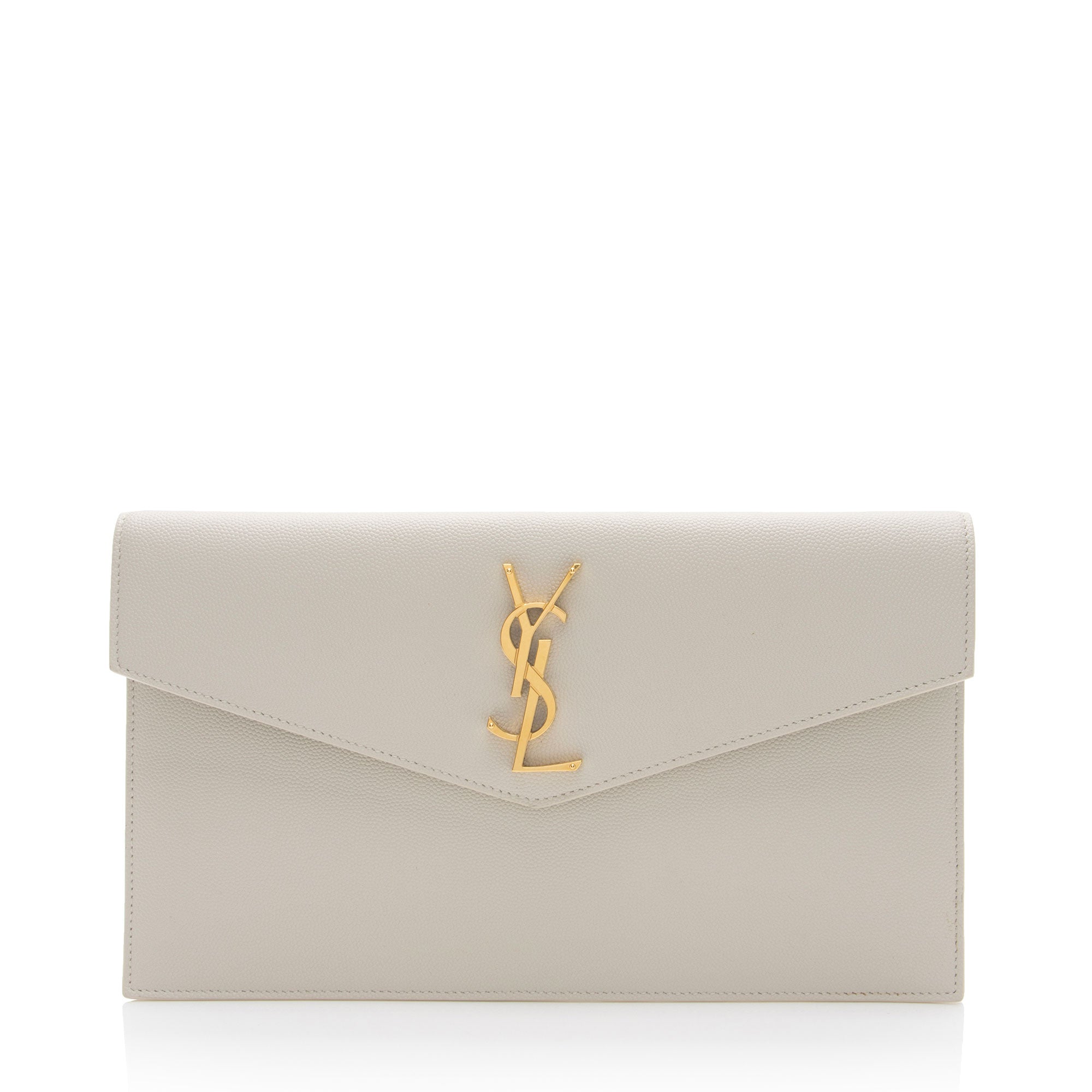 Saint Laurent Grain de Poudre Monogram Uptown Envelope Clutch (SHF-I4jwEP)