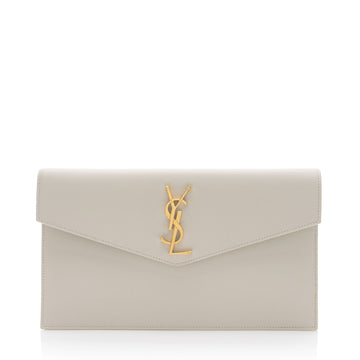 Saint Laurent Grain de Poudre Monogram Uptown Envelope Clutch (SHF-I4jwEP)