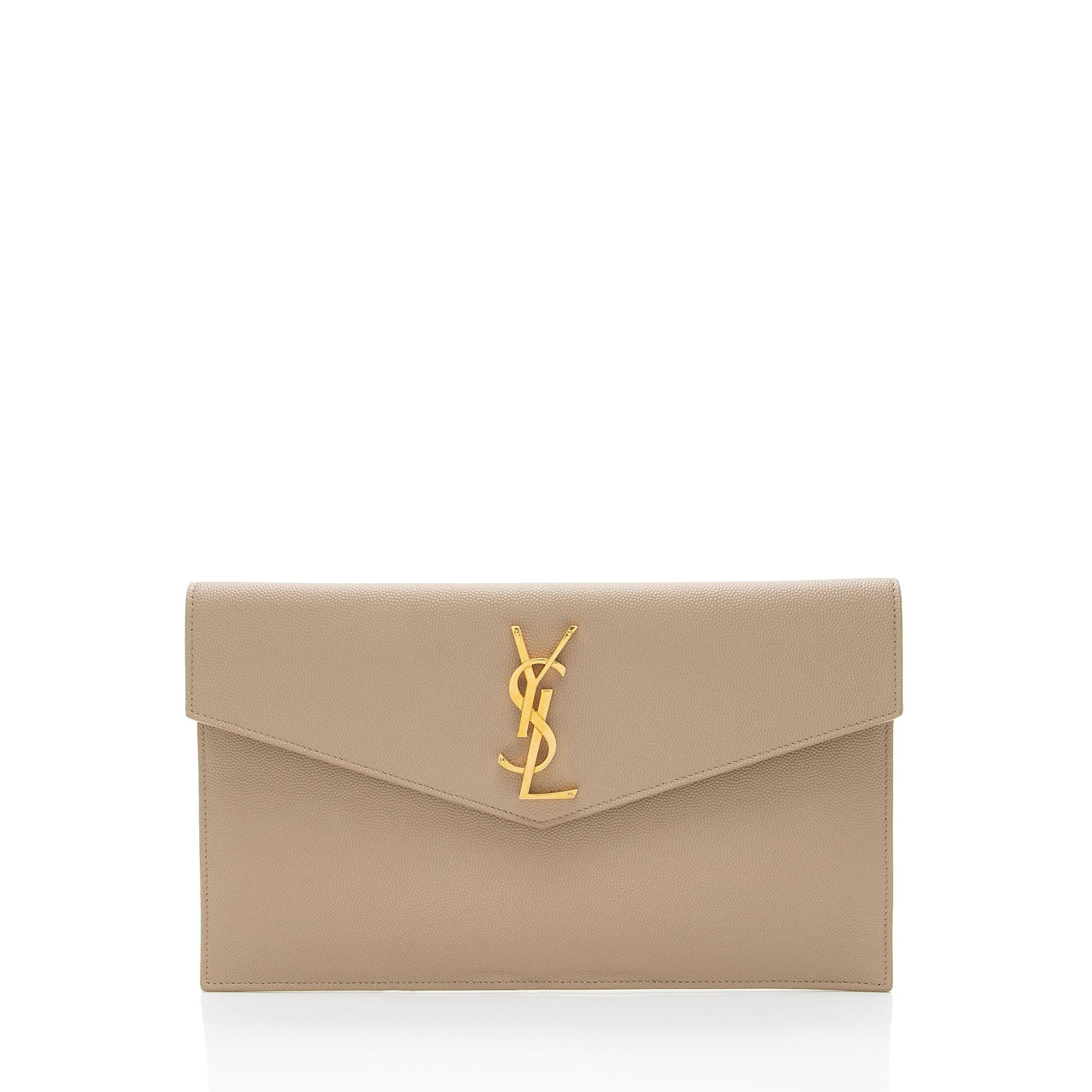 Saint Laurent Grain de Poudre Monogram Uptown Envelope Clutch (SHF-b2iDEy)