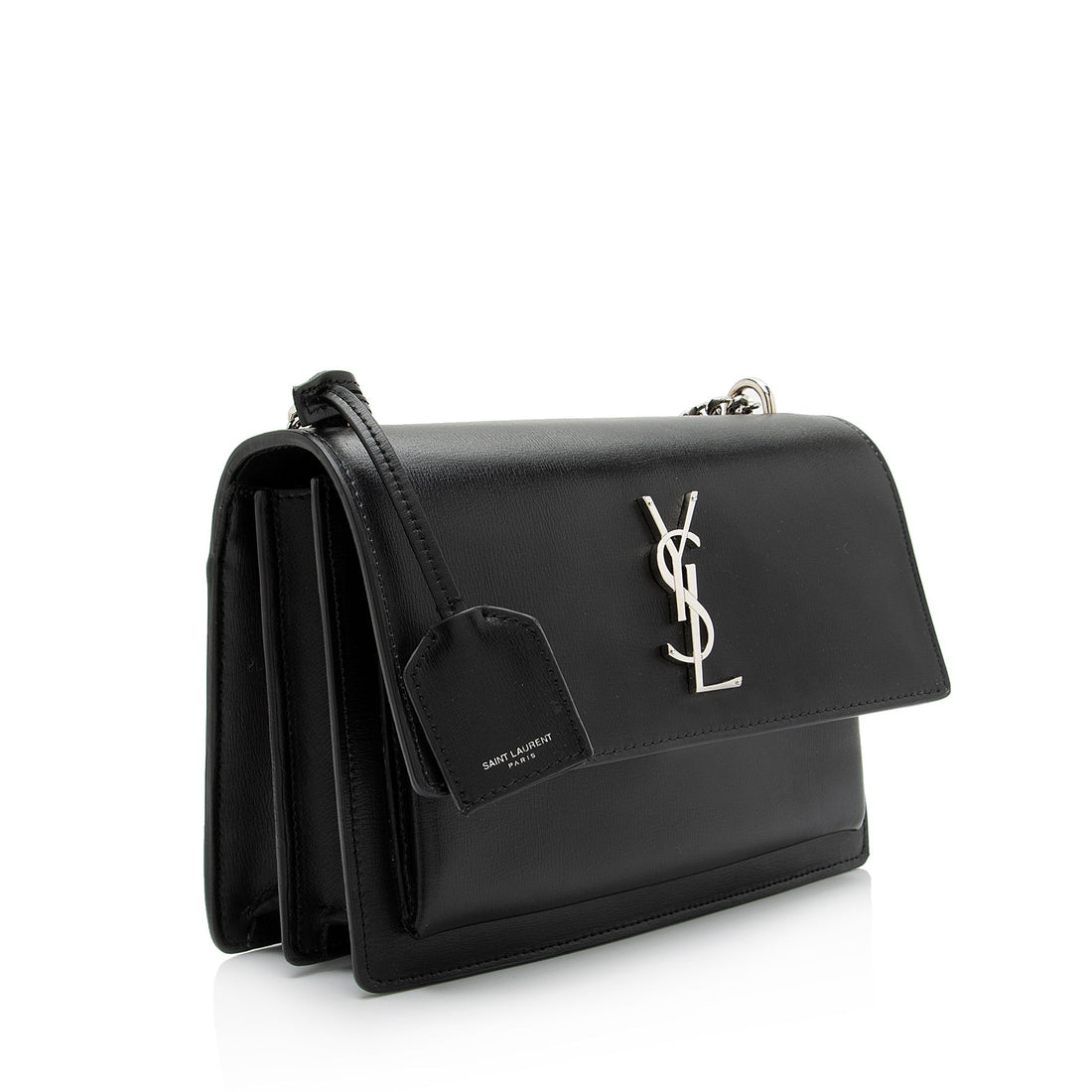 Saint Laurent Grained Calfskin Monogram Sunset Medium Shoulder Bag (SHF-23813)