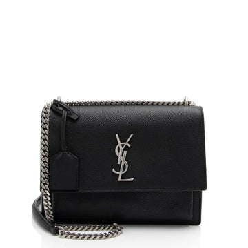 Saint Laurent Grained Calfskin Monogram Sunset Medium Shoulder Bag (SHF-NWQ0FK)
