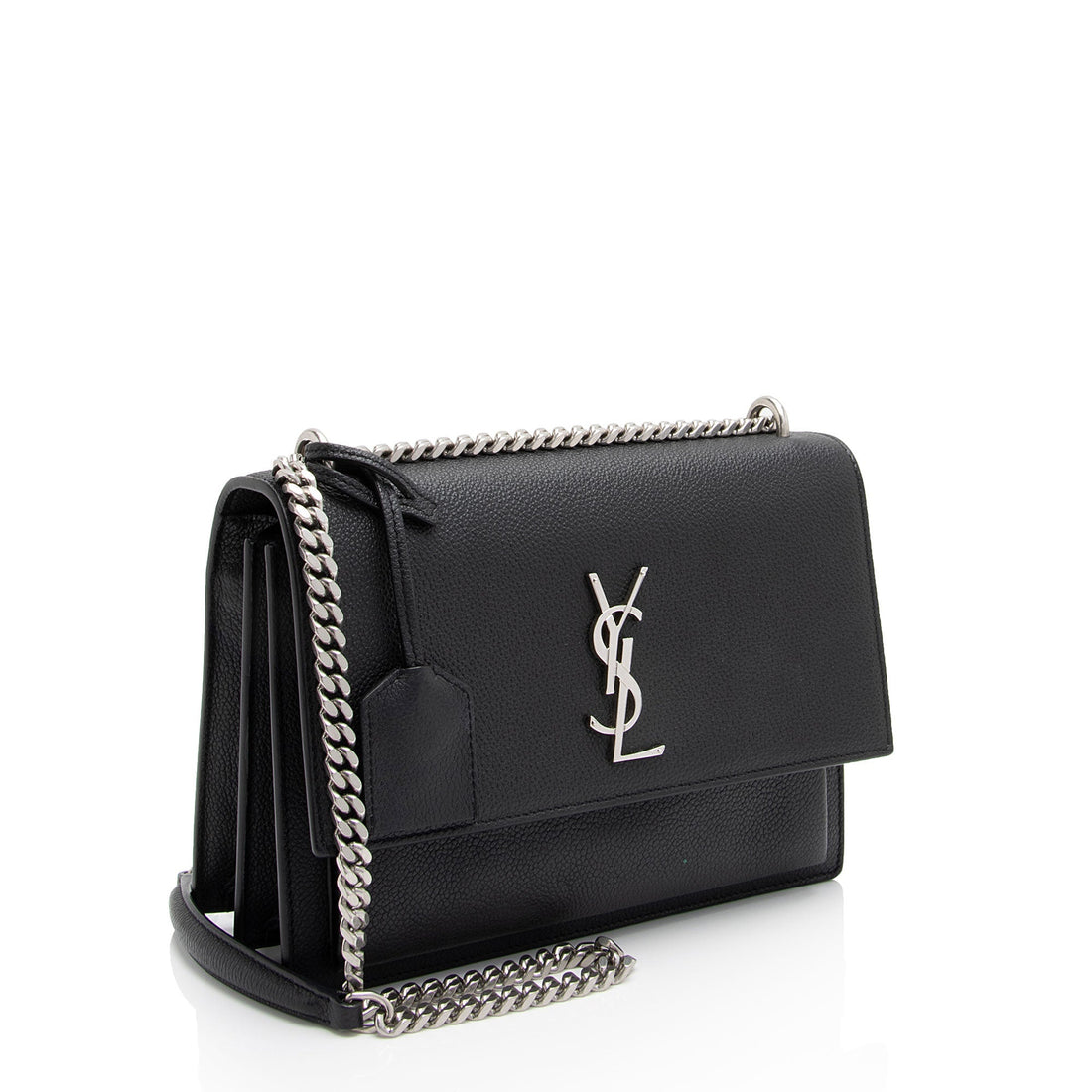 Saint Laurent Grained Calfskin Monogram Sunset Medium Shoulder Bag (SHF-NWQ0FK)