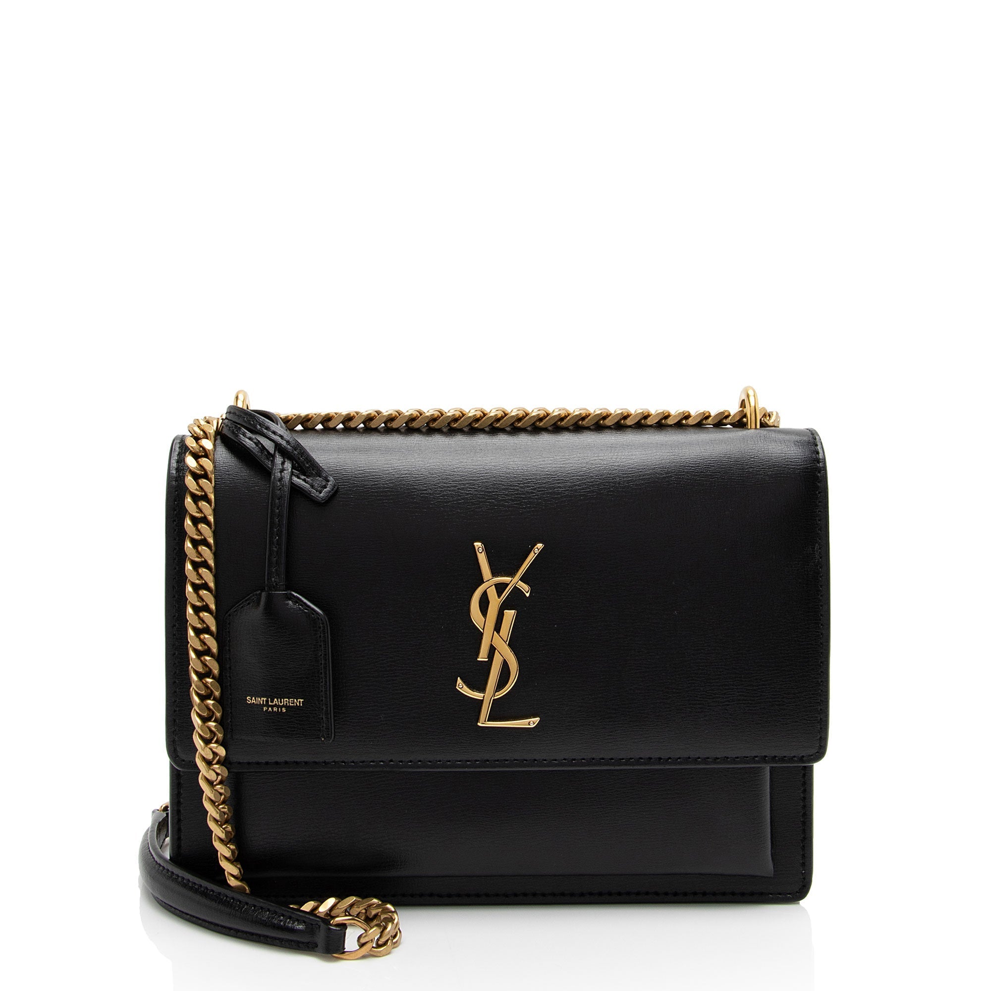 Saint Laurent Grained Calfskin Monogram Sunset Medium Shoulder Bag (SHF-8Ji2ue)