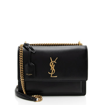 Saint Laurent Grained Calfskin Monogram Sunset Medium Shoulder Bag (SHF-8Ji2ue)