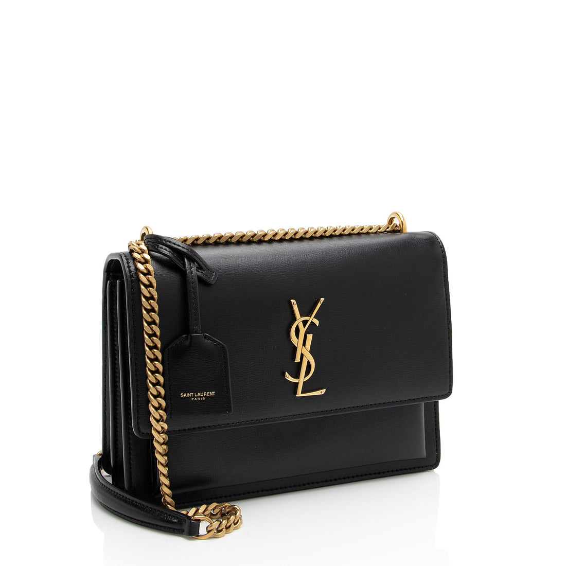 Saint Laurent Grained Calfskin Monogram Sunset Medium Shoulder Bag (SHF-8Ji2ue)