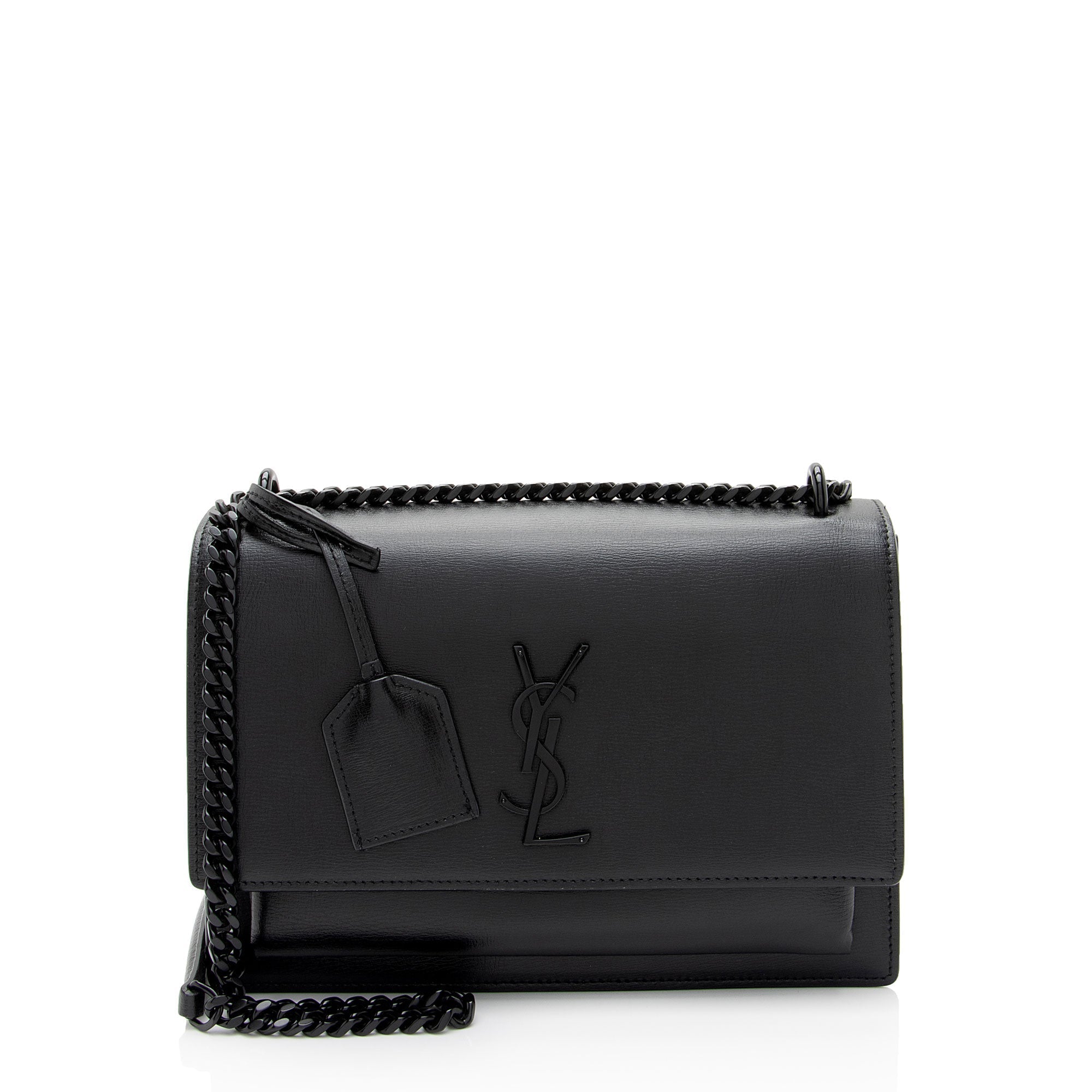 Saint Laurent Grained Calfskin Monogram Sunset Medium Shoulder Bag (SHF-OLGtVP)