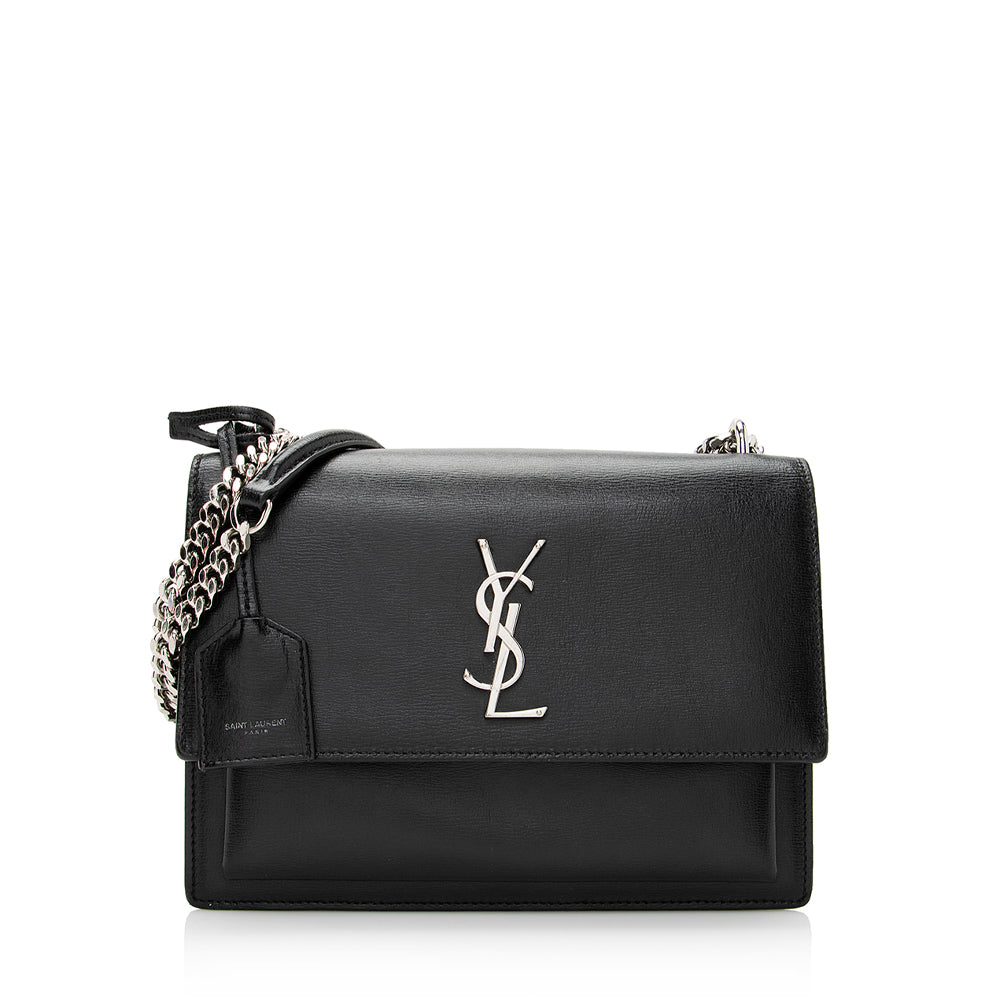Saint Laurent Grained Calfskin Sunset Medium Shoulder Bag (SHF-21985)
