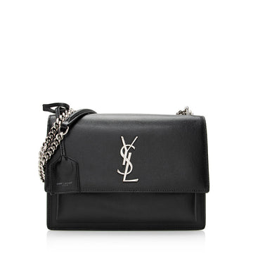 Saint Laurent Grained Calfskin Sunset Medium Shoulder Bag (SHF-21985)