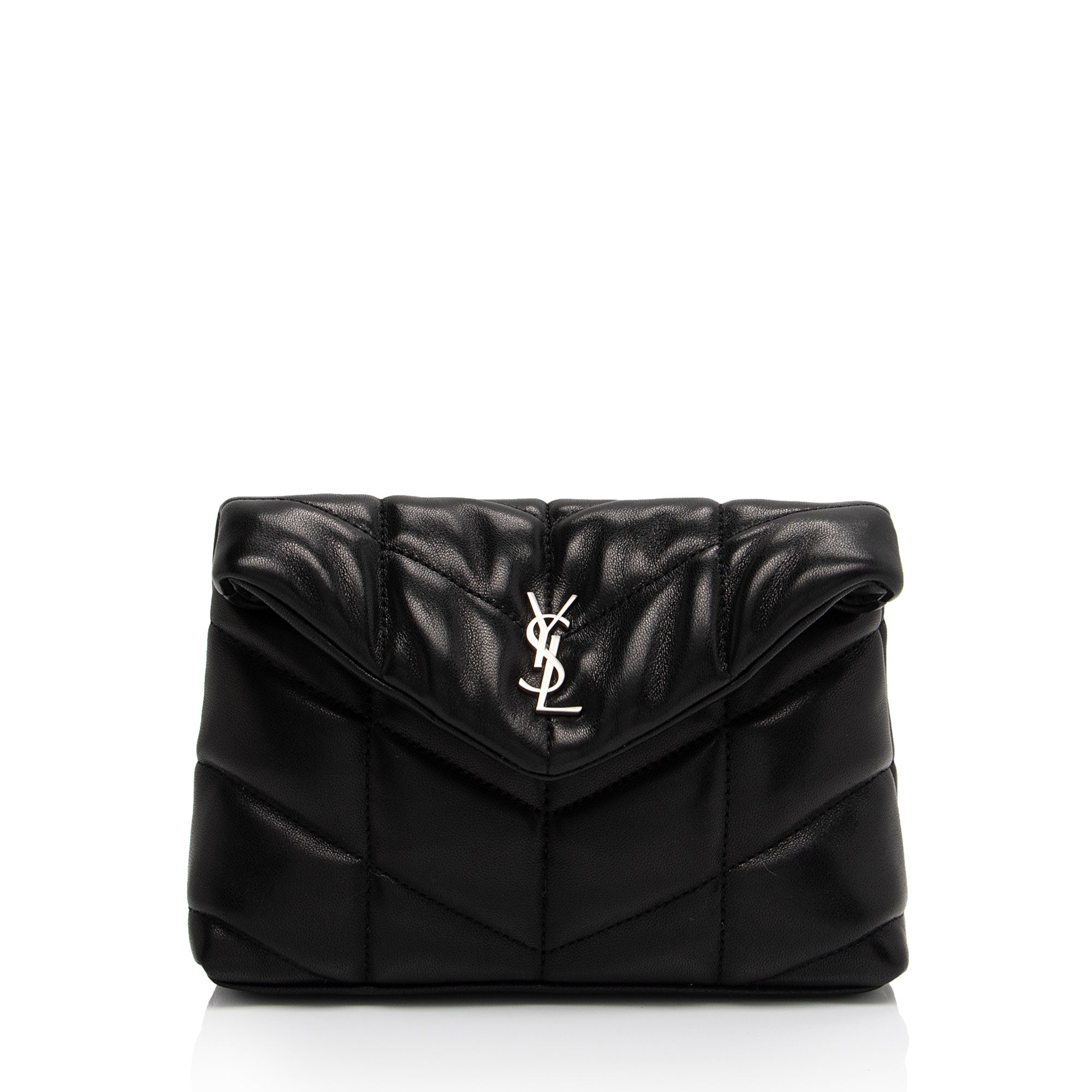 Saint Laurent Lambskin Monogram Puffer LouLou Small Clutch (SHF-mMsAcC)