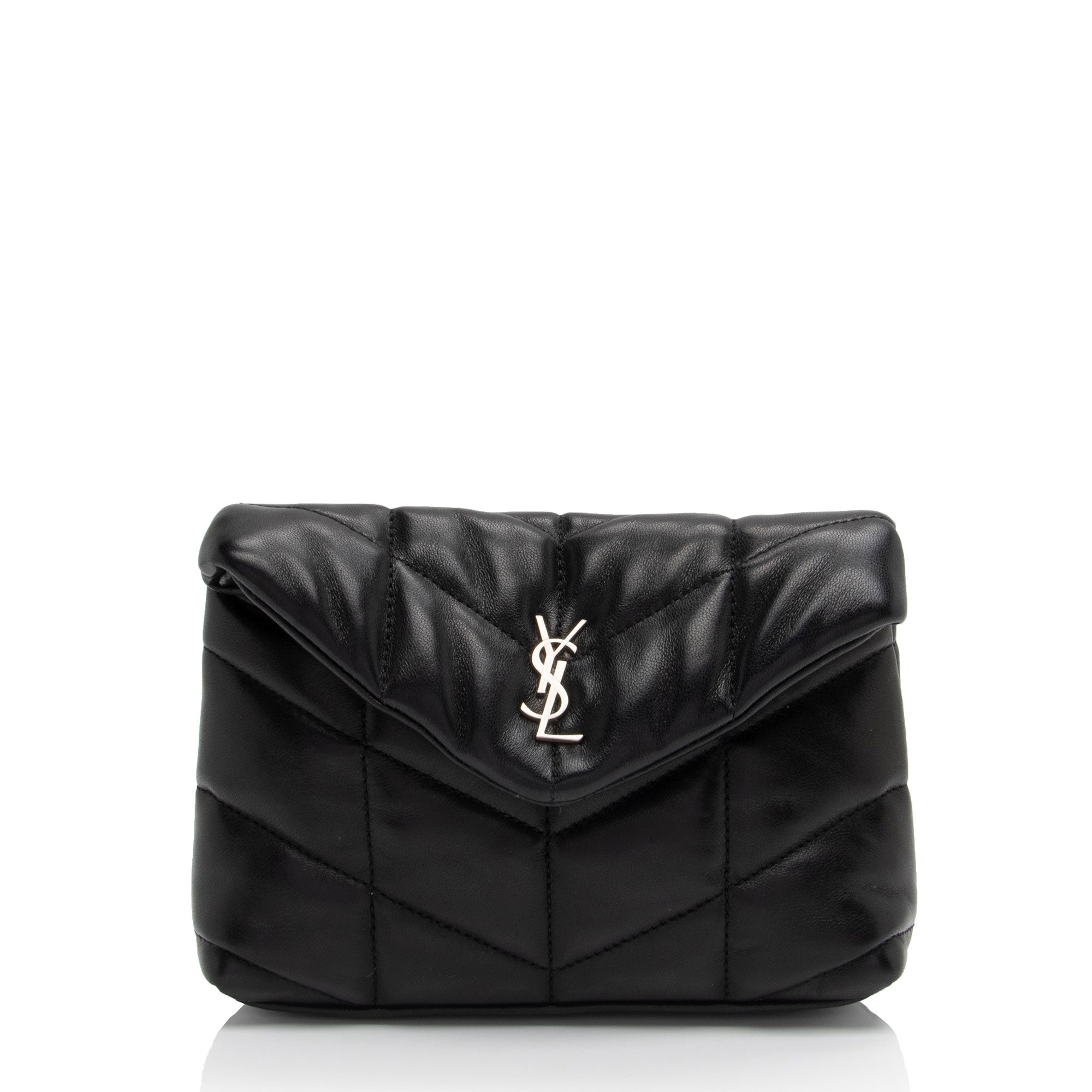 Saint Laurent Lambskin Monogram Puffer LouLou Small Clutch (SHF-2bO78S)