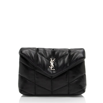 Saint Laurent Lambskin Monogram Puffer LouLou Small Clutch (SHF-2bO78S)