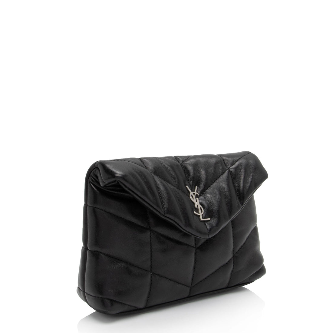 Saint Laurent Lambskin Monogram Puffer LouLou Small Clutch (SHF-2bO78S)