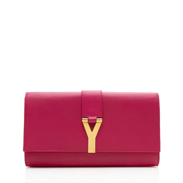 Saint Laurent Leather Chyc Clutch (SHF-12503)