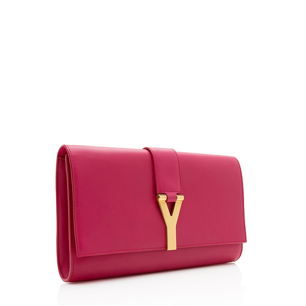 Saint Laurent Leather Chyc Clutch (SHF-12503)
