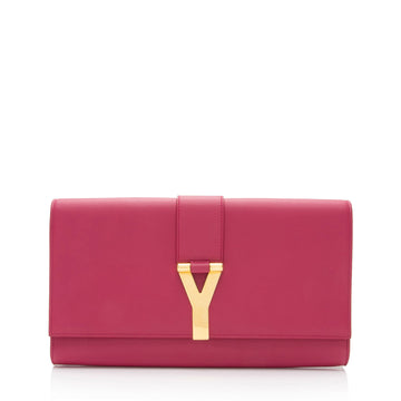 Saint Laurent Leather Chyc Clutch (SHF-SxL9j2)