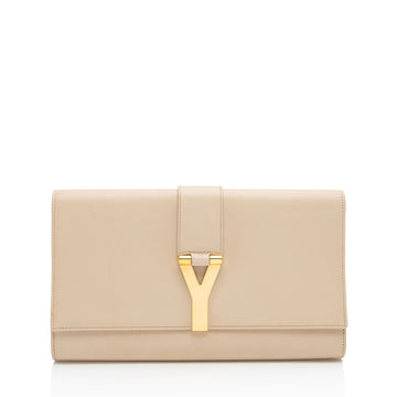 Saint Laurent Leather Classic Y Clutch (SHF-Z5YEeb)