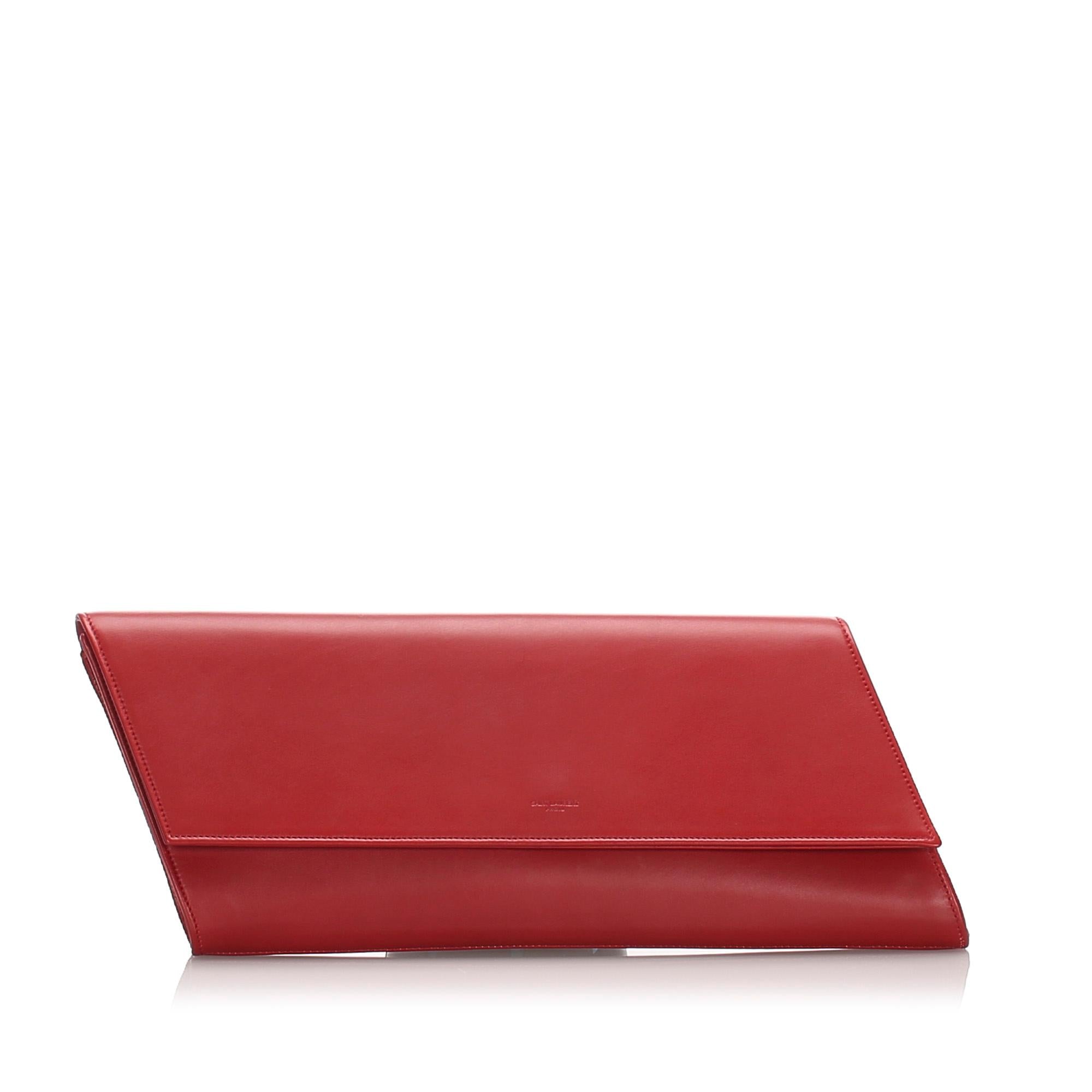 Saint Laurent Leather Diagonale Clutch (SHG-35320)
