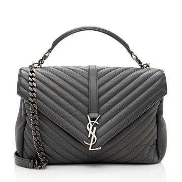 Saint Laurent Matelasse Calfskin Classic Monogram College Large Shoulder Bag (SHF-19141)